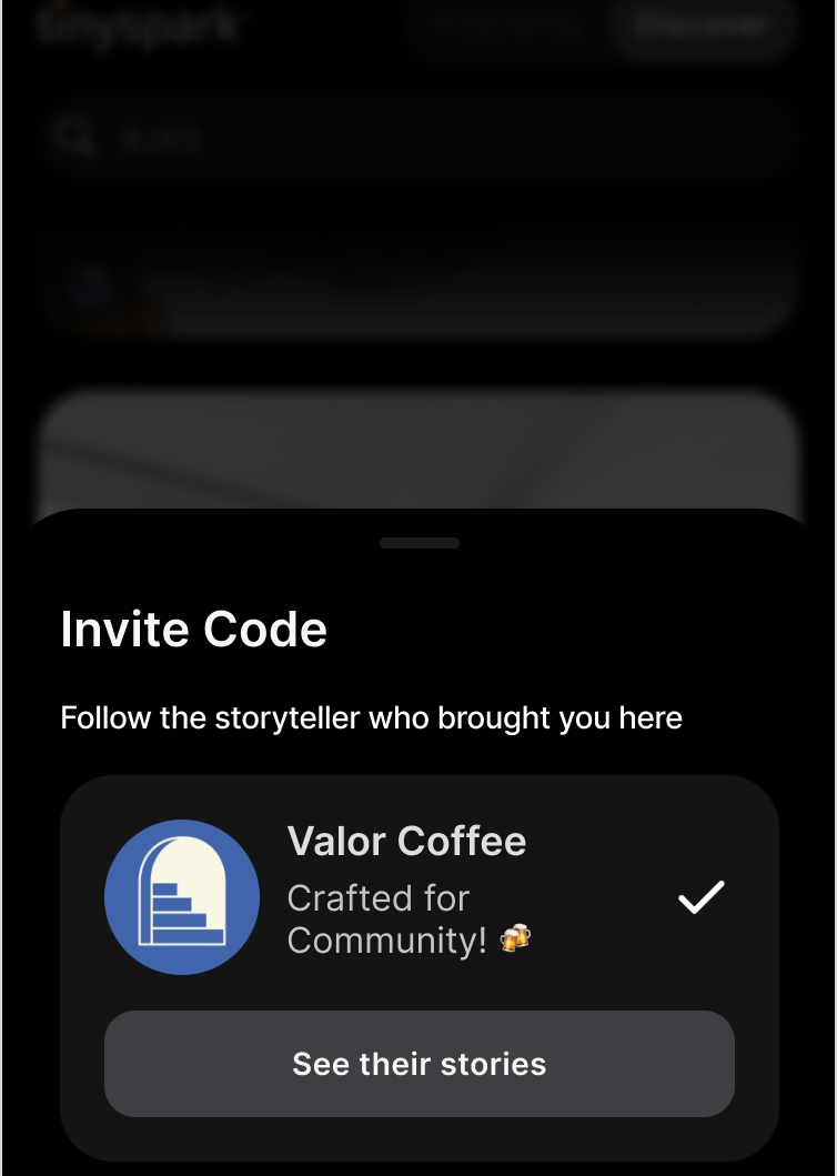 Invite code confirmed — now following